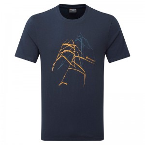 Montane Abstract Mountain T-Shirt Herren Navy | ACB625871