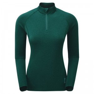 Montane Dart Thermo Zip Neck T-Shirt Damen Dunkelgrün | FXK493526