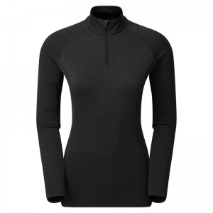 Montane Dart Zip Neck T-Shirt Damen Schwarz | ZOY516327