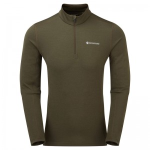 Montane Dart Zip Neck T-Shirt Herren Dunkelgrün | OGS724861