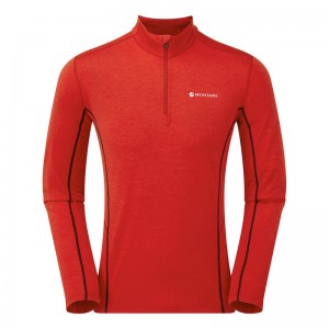 Montane Dart Zip Neck T-Shirt Herren Rot | CAB064713