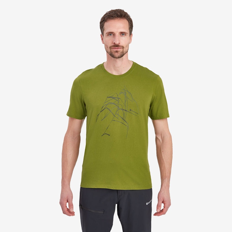 Montane Abstract Mountain T-Shirt Herren Grün | WMS634025