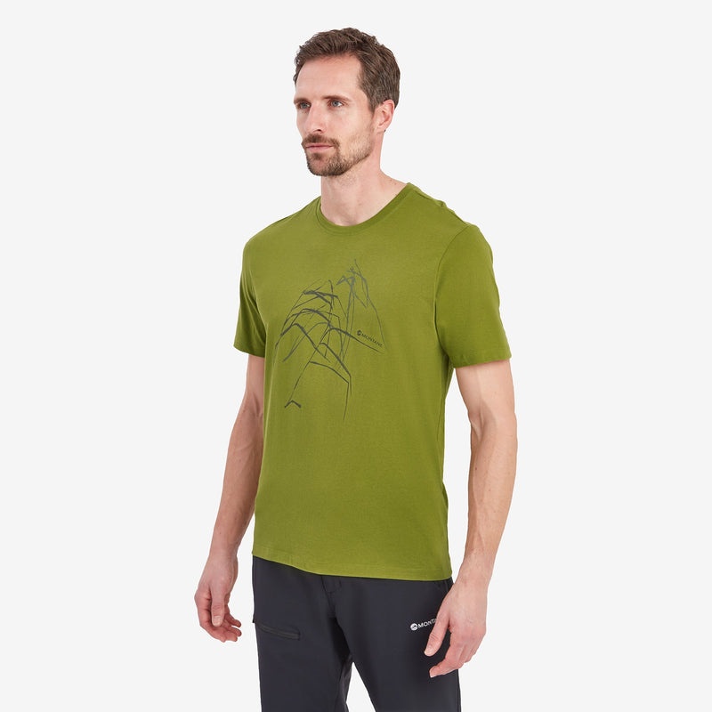 Montane Abstract Mountain T-Shirt Herren Grün | WMS634025