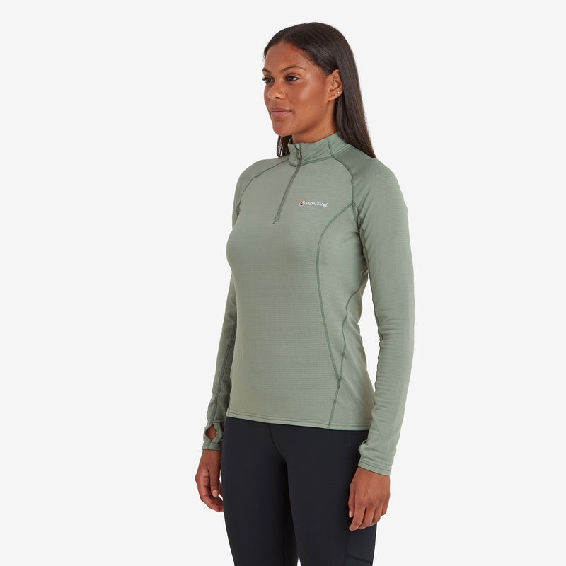 Montane Allez Micro Pull-On Fleecejacken Damen Olivgrün | KMG930762