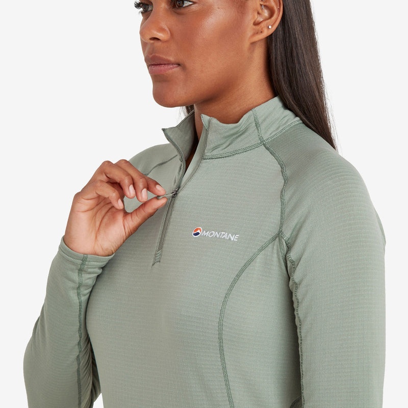 Montane Allez Micro Pull-On Fleecejacken Damen Olivgrün | KMG930762