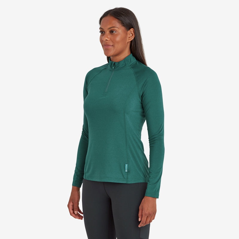 Montane Dart Thermo Zip Neck T-Shirt Damen Dunkelgrün | FXK493526