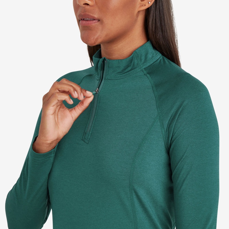 Montane Dart Thermo Zip Neck T-Shirt Damen Dunkelgrün | FXK493526