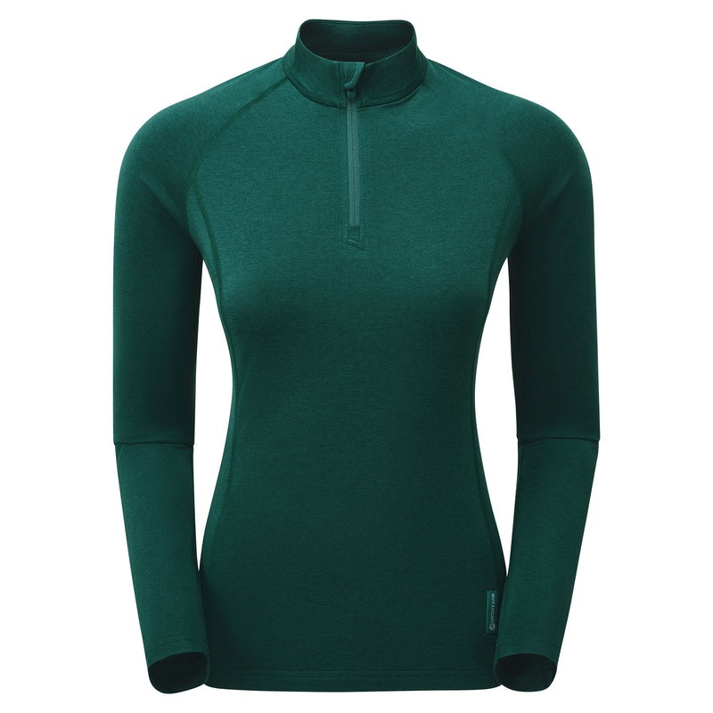 Montane Dart Thermo Zip Neck T-Shirt Damen Dunkelgrün | FXK493526