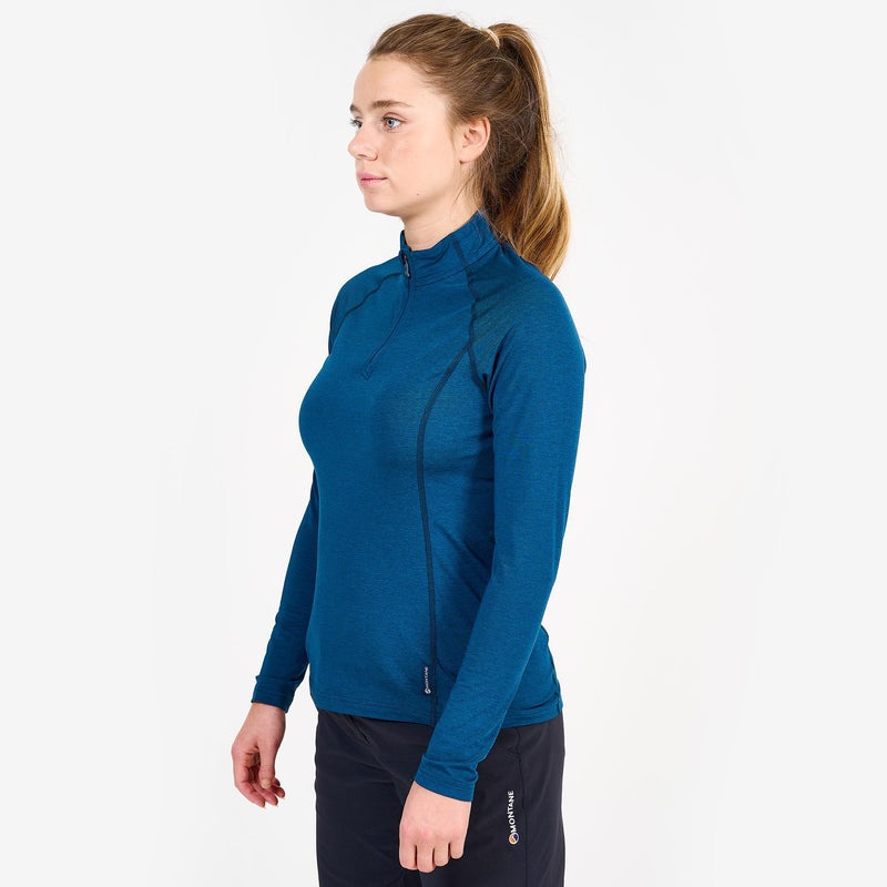 Montane Dart Thermo Zip Neck T-Shirt Damen Blau | SUO390148