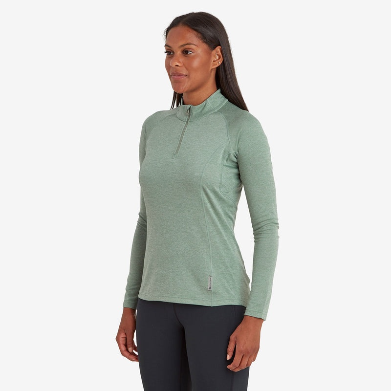 Montane Dart Zip Neck T-Shirt Damen Grün | QIJ690872