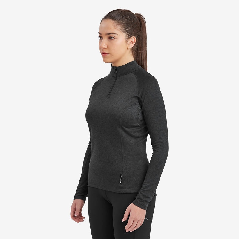 Montane Dart Zip Neck T-Shirt Damen Schwarz | ZOY516327