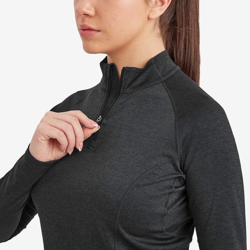 Montane Dart Zip Neck T-Shirt Damen Schwarz | ZOY516327