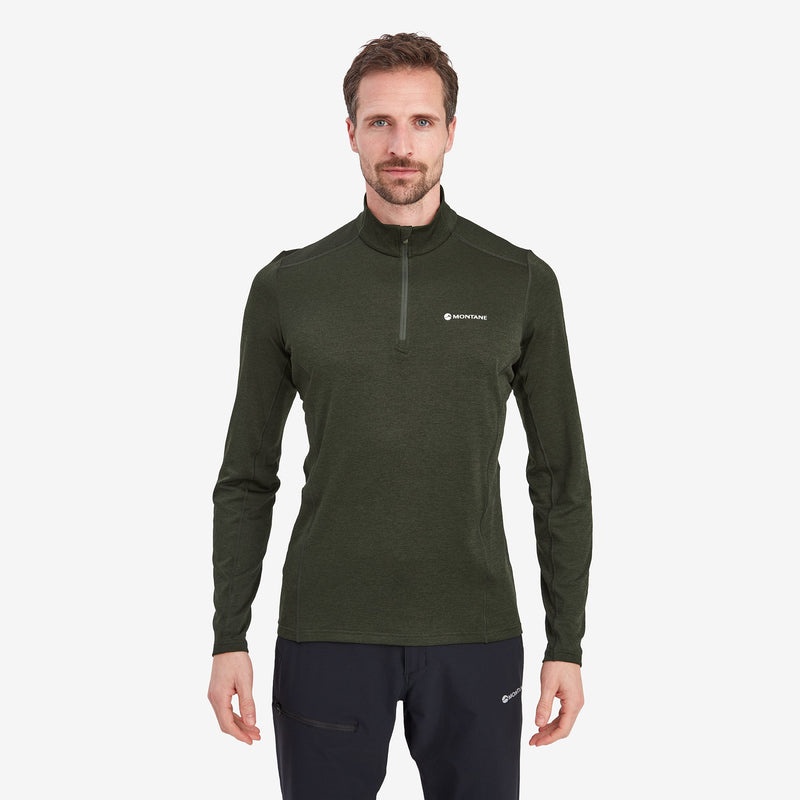 Montane Dart Zip Neck T-Shirt Herren Dunkelgrün | DSM217805