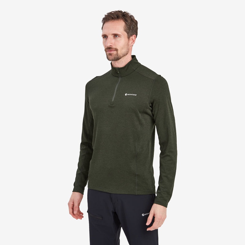 Montane Dart Zip Neck T-Shirt Herren Dunkelgrün | DSM217805