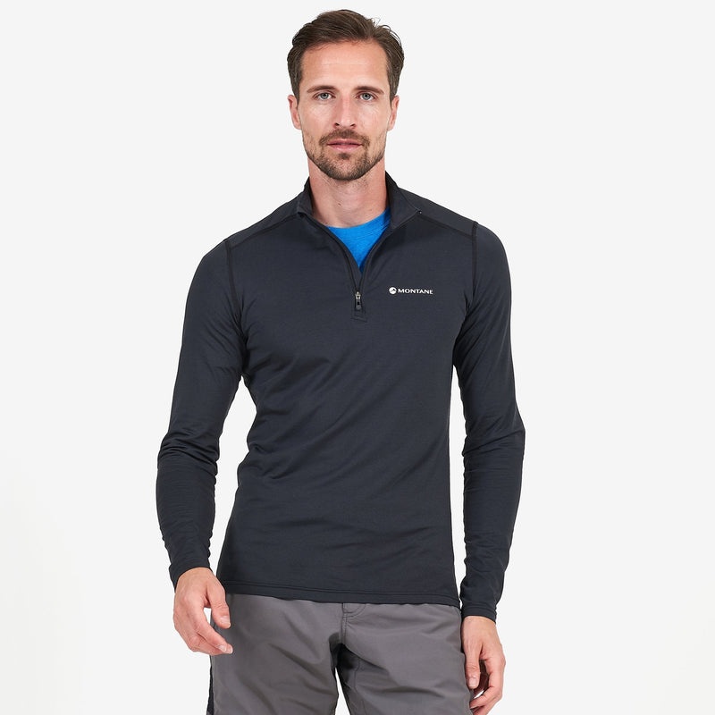 Montane Dart Zip Neck T-Shirt Herren Schwarz | KMT257908