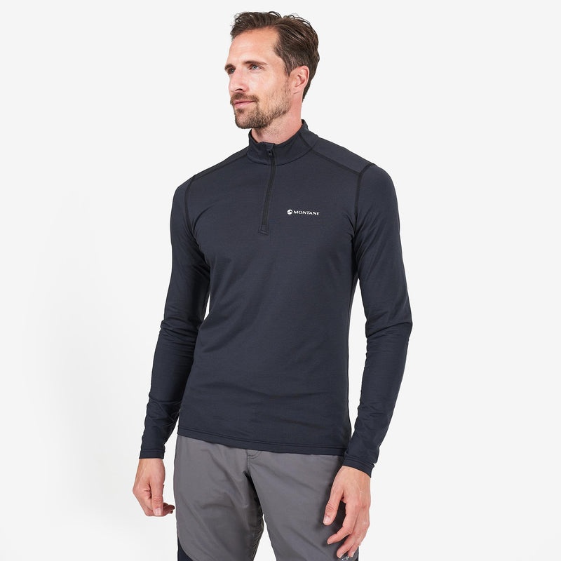 Montane Dart Zip Neck T-Shirt Herren Schwarz | KMT257908