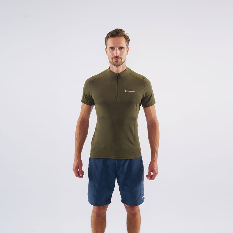 Montane Dart Zip T-Shirt Herren Dunkelgrün | VUC638142