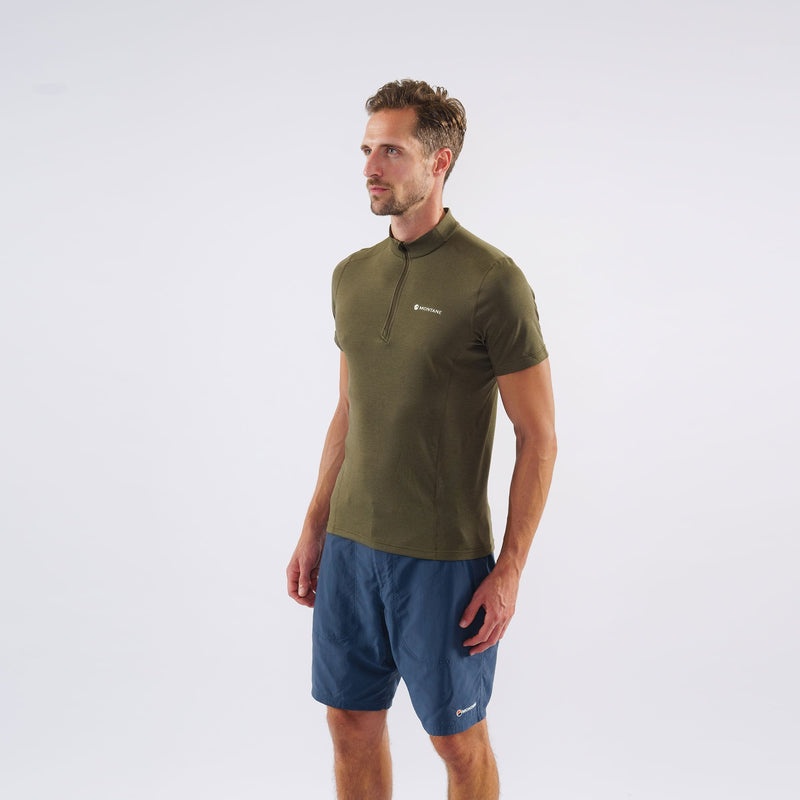 Montane Dart Zip T-Shirt Herren Dunkelgrün | VUC638142