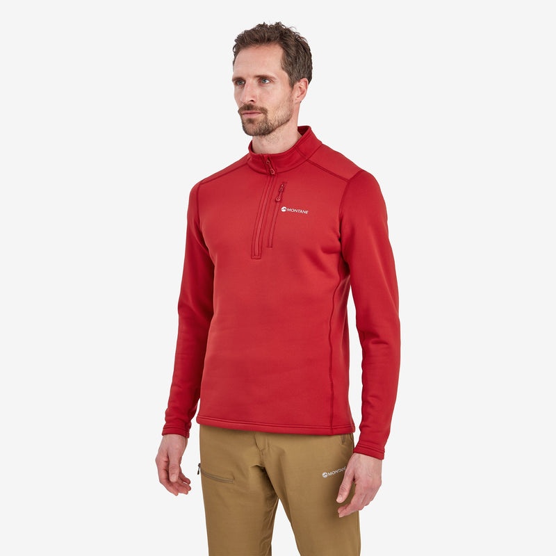 Montane Fury Fleece Zip Pull-On Sweatshirts Herren Rot | EAW180729