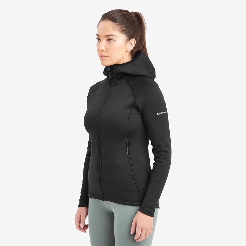 Montane Fury Mit Kapuze Fleecejacken Damen Schwarz | SQZ198034