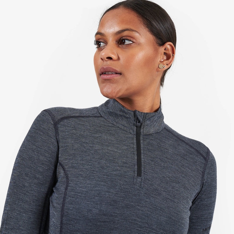 Montane Primino 140 Zip Neck Baselayer Sweatshirts Damen Schwarz | BQJ752904