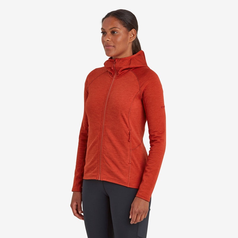 Montane Protium Mit Kapuze Fleecejacken Damen Rot | NIE210486