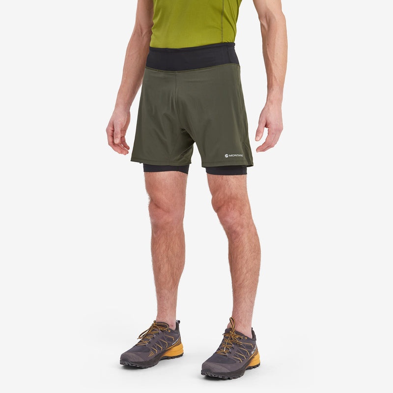 Montane Slipstream Twin Skin Lauf Kurze Hose Herren Dunkelgrün | MSB782394